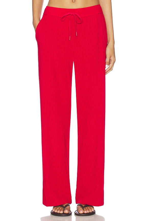 view 1 of 6 Breathe Easy Ribbed Wide Leg Pant in Holly Red