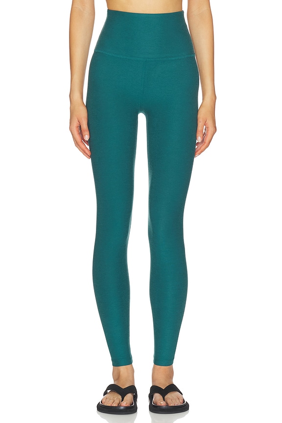 view 1 of 6 Spacedye Caught in The Midi High Waisted Legging in Teal Sea Heather