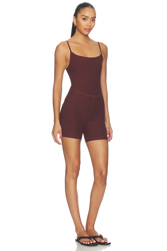 view 2 of 3 Spacedye Keep Pace Biker Romper in Iced Mocha Heather