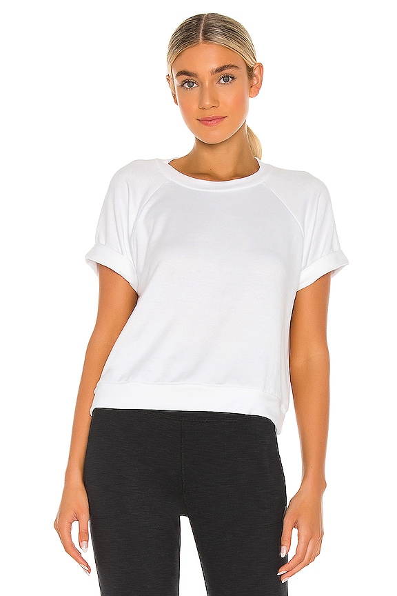 Beyond Yoga Solid Choice Short Sleeve Pullover Top in White | REVOLVE