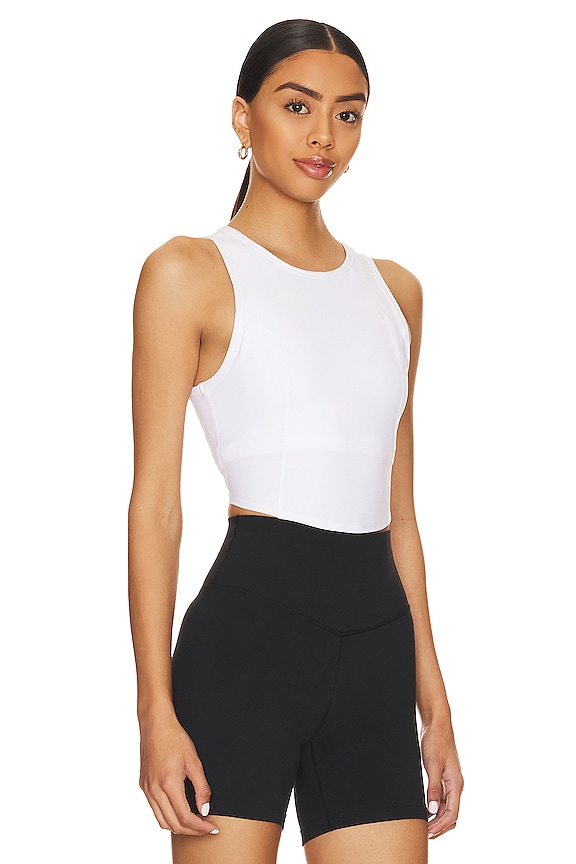 view 2 of 4 Spacedye Motivate Cropped Tank in Cloud White
