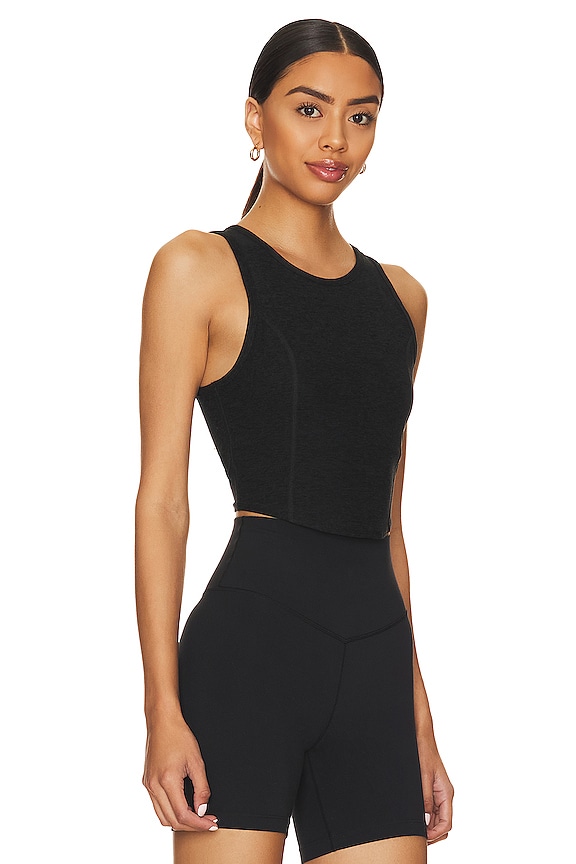 view 2 of 4 Spacedye Motivate Cropped Tank in Darkest Night