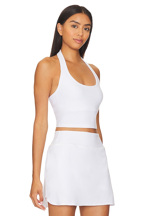 view 2 of 4 Spacedye Well Rounded Cropped Halter Tank in Cloud White
