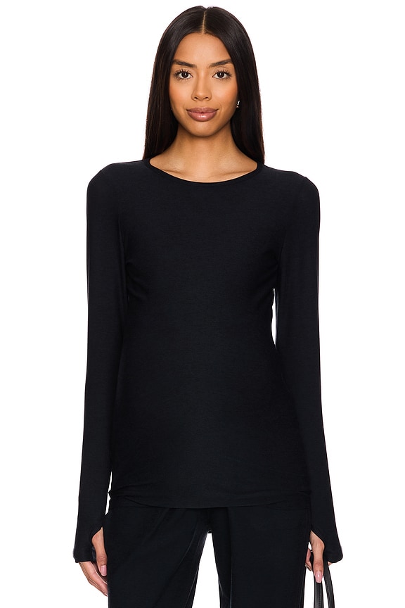 view 2 of 5 Featherweight Count On Me Maternity Crew Pullover Top in Darkest Night