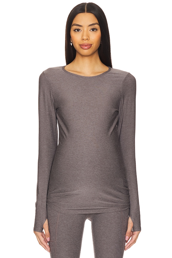 view 2 of 5 PULL DE MATERNITÉ RAS DE COU FEATHERWEIGHT COUNT ON ME in Soft Umber Heather