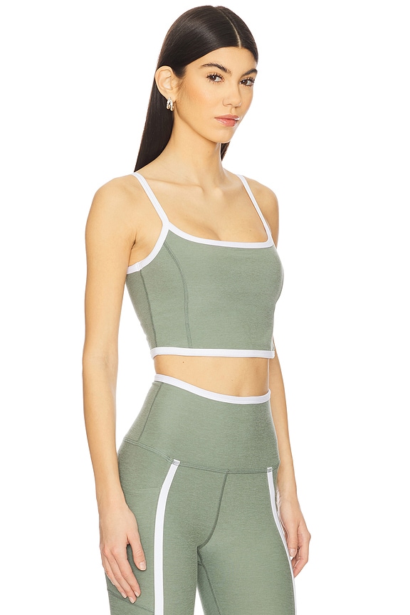 view 2 of 4 Spacedye New Moves High Cropped Tank Top in Grey Sage Heather & Cloud White