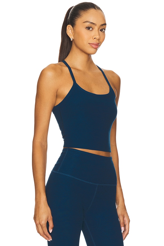 view 2 of 4 Spacedye Slim Racerback Cropped Tank Top in Blue Gem Heather
