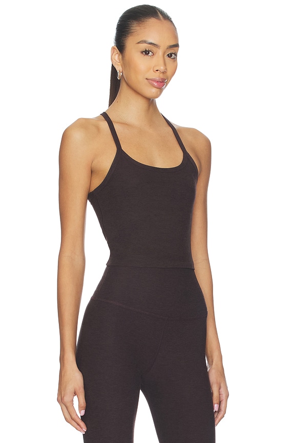 view 2 of 4 TOP SIN MANGAS SLIM RACERBACK in Dark Chocolate Heather