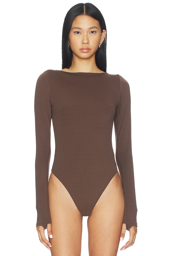 view 2 of 5 Serene Boatneck Bodysuit in Dusk Brown