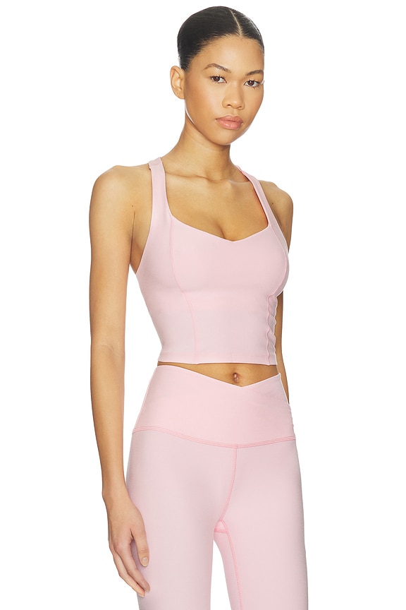 view 2 of 4 Spacedye Intensity Racerback Cropped Tank Top in Frosty Pink Heather