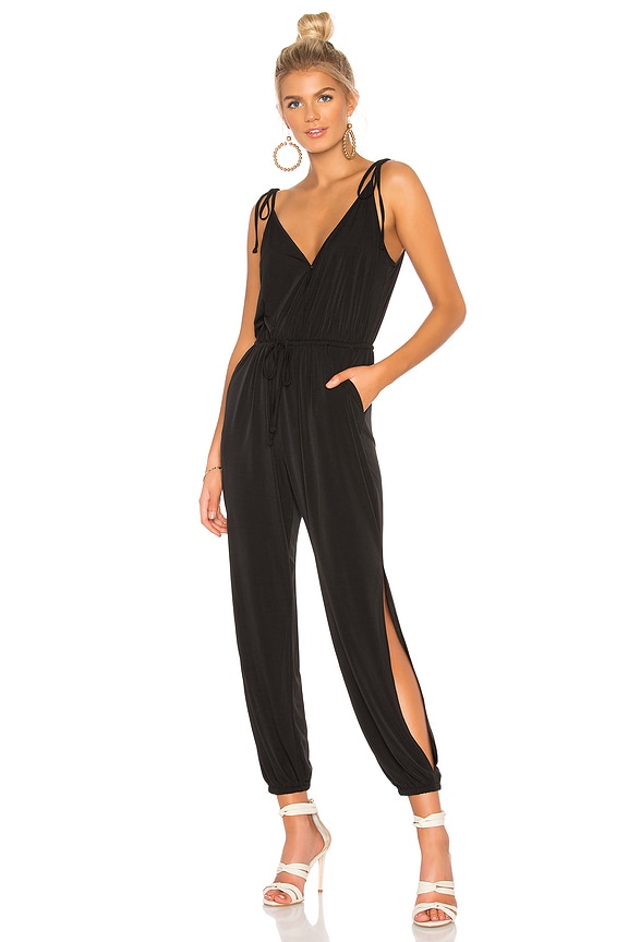 view 1 of 3 Tie Shoulder Surplice Jumpsuit in Black