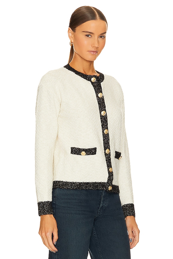 view 2 of 5 Contrast Knit Cardigan in Black Combo