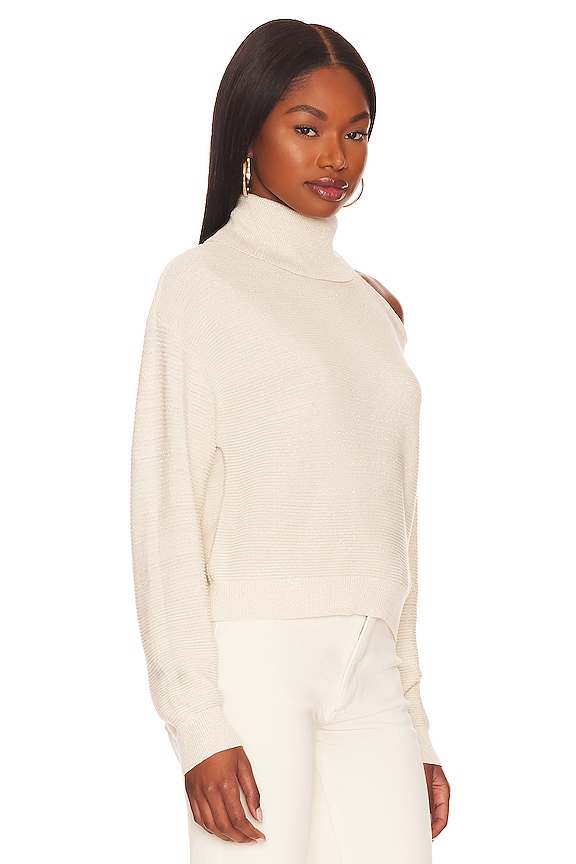 view 2 of 5 Mock Neck Cutout Sweater in Ivory Champagne