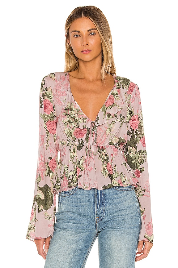 BCBGeneration Bow Front Long Sleeve Top In Multi | REVOLVE