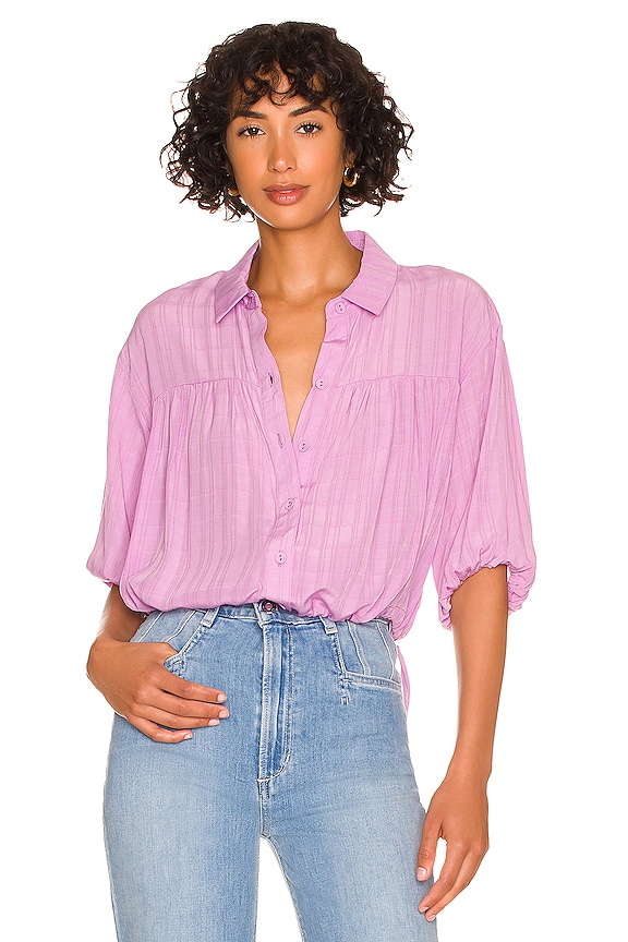 BCBGeneration Button Front Drawcord Top in Pink | REVOLVE