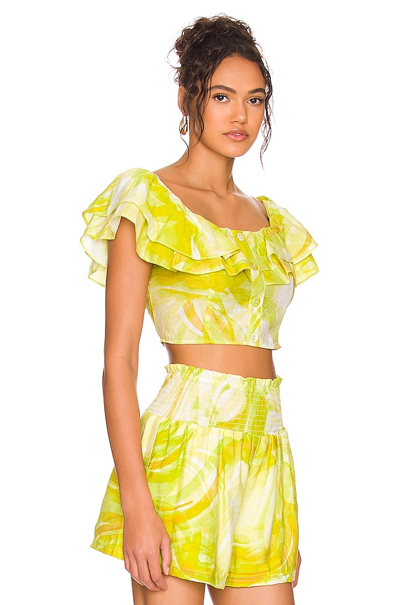 view 2 of 4 러플 넥 탑 in Abstract Swirl