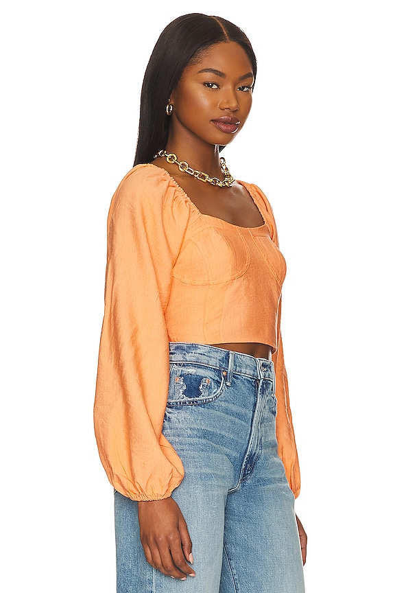 view 2 of 4 Woven Bustier Top in Cantaloupe