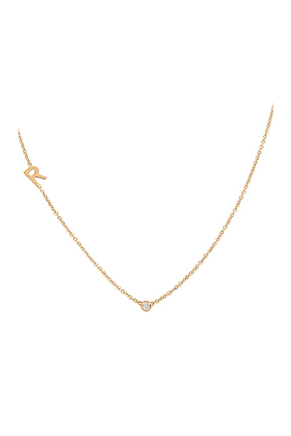 view 2 of 3 Asymmetrical Initial & Diamond Necklace in 14K Yellow