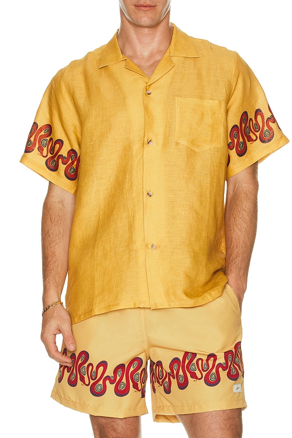 view 3 of 4 Ochre Dizzy Boa Camp Shirt in Yellow