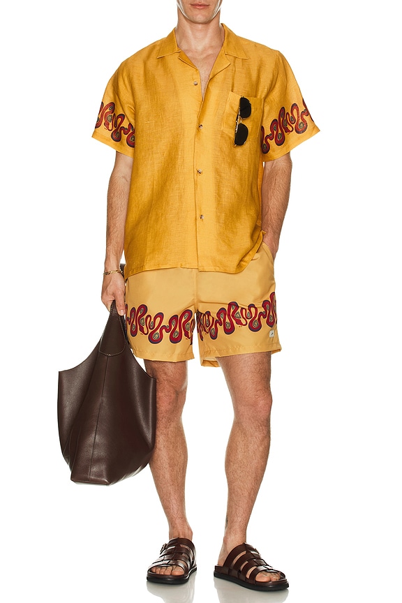 view 4 of 4 Ochre Dizzy Boa Camp Shirt in Yellow