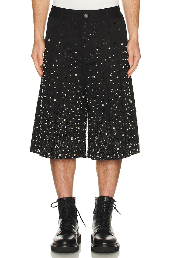 view 1 of 5 Pearl Pleated Wide Shorts in Black