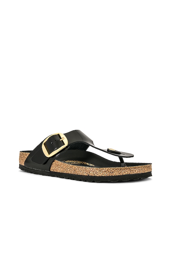 view 2 of 5 Gizeh High Shine Big Buckle Sandal in High Shine Black