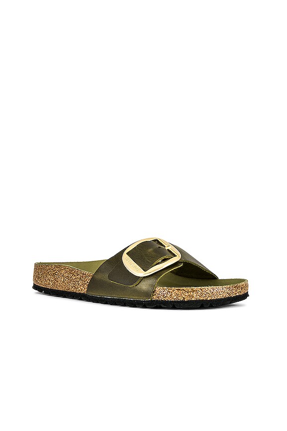 view 2 of 5 Madrid Big Buckle Sandal in Green Olive Oiled Leather