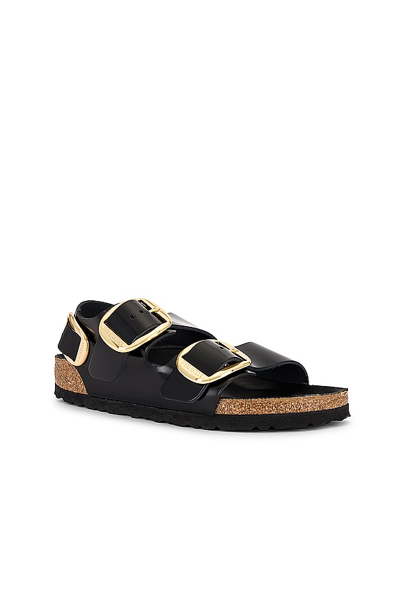 view 2 of 5 Milano Big Buckle High Shine Sandal in High Shine Black