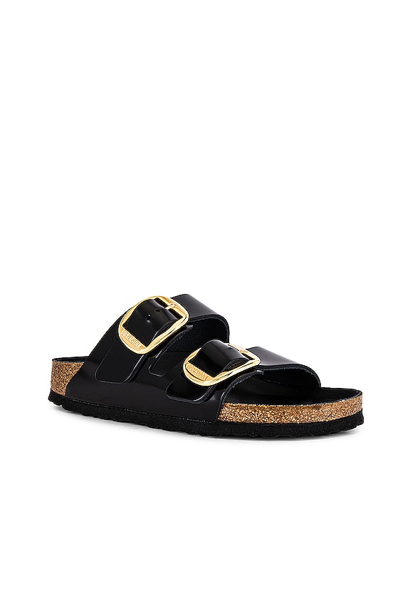 view 2 of 5 Arizona High Shine Big Buckle Sandal in High Shine Black