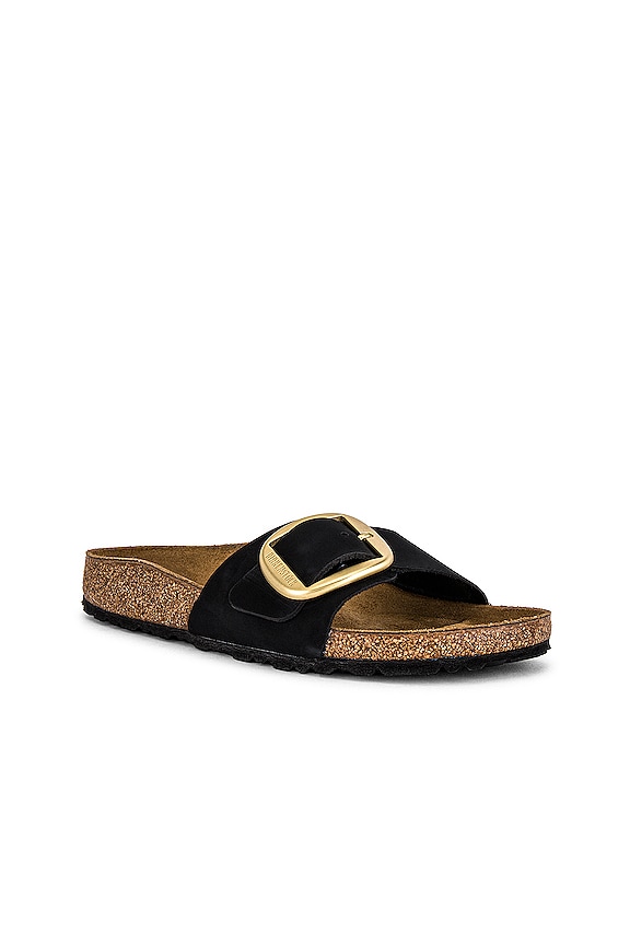 view 2 of 5 Madrid Big Buckle Gold Sandal in Black