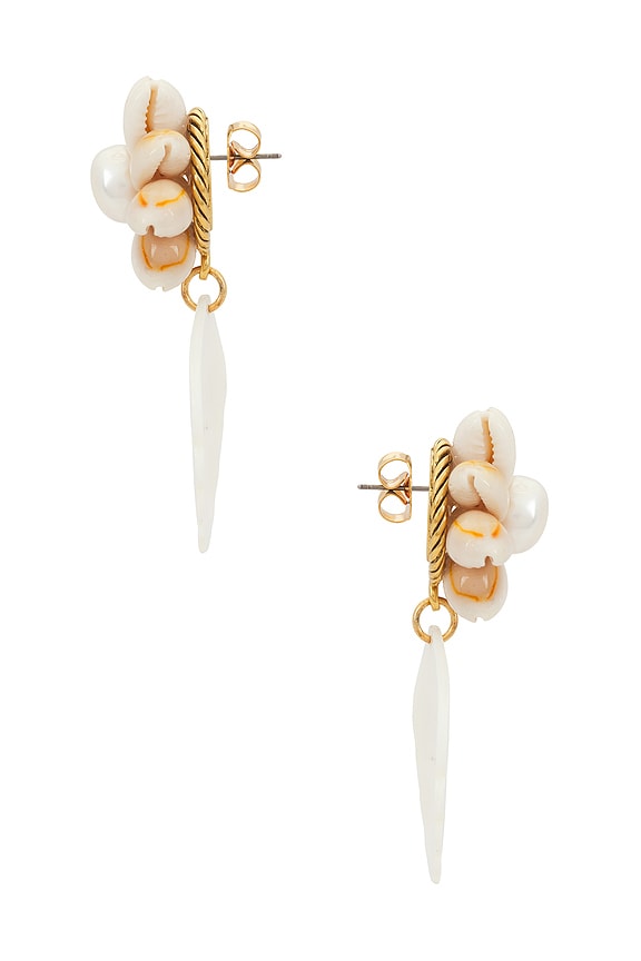 view 2 of 3 PENDIENTES ROYAL PALM in Shell & Pearl