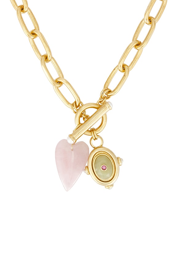 view 2 of 3 Sienna Necklace in Rose Quartz & Olive Jade