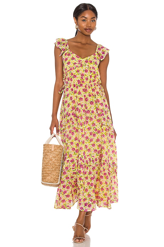 Banjanan Erin Dress in Flower Carpet Vibrant Yellow | REVOLVE