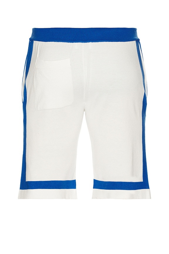 view 2 of 5 Paneled Knit Shorts in White & Blue