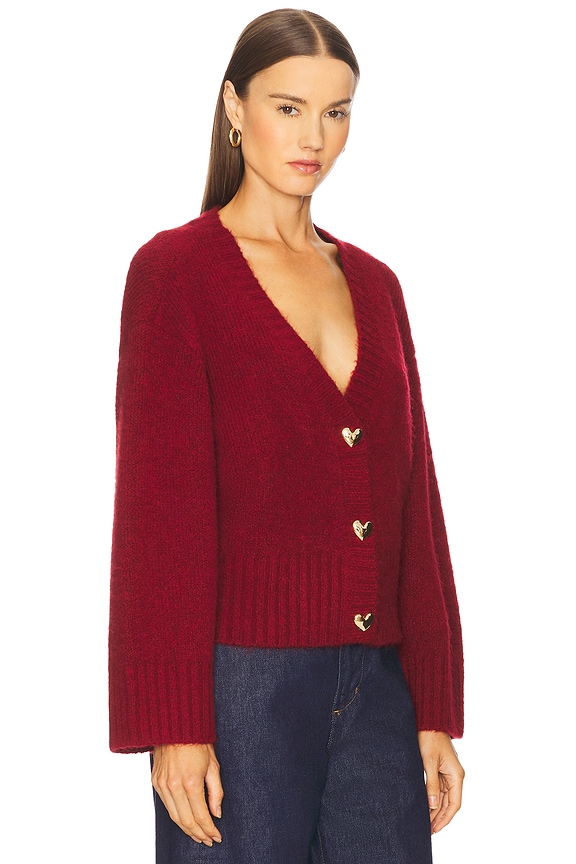 view 2 of 5 Cropped Cardigan in Crimson Crest