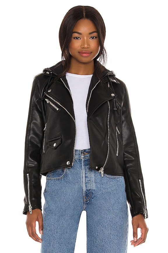 BLANKNYC Leather With Sequin Hoodie Jacket in Good Times | REVOLVE