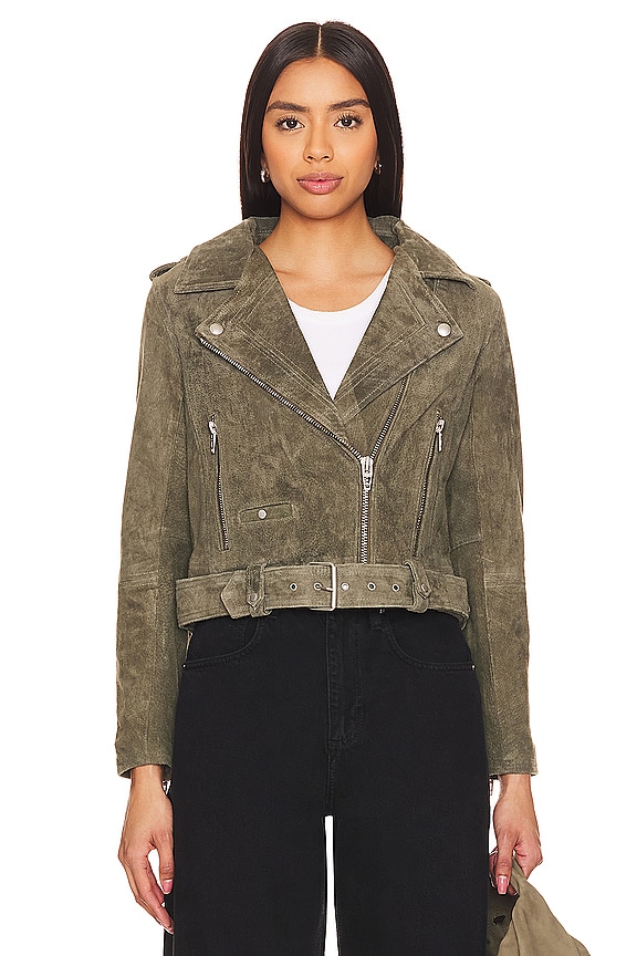 view 2 of 5 Faux Suede Moto Jacket in Herb