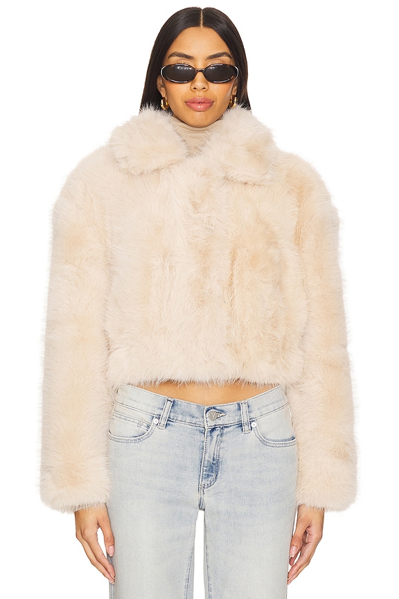 view 2 of 5 Crop Faux Fur Jacket in Gram Momen