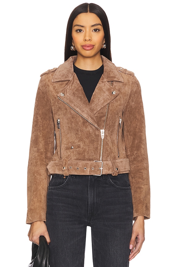 view 2 of 6 Coffee Bean Suede Cropped Moto Jacket in Coffee Bean