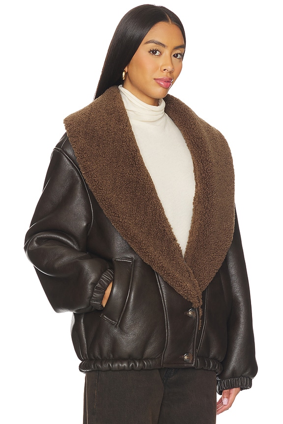 view 2 of 4 Leather Jacket in Dark Brown & Cream Combo