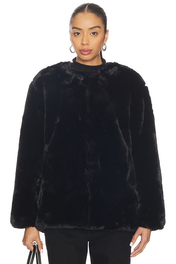 view 2 of 5 Faux Fur Coat in Black Cherry