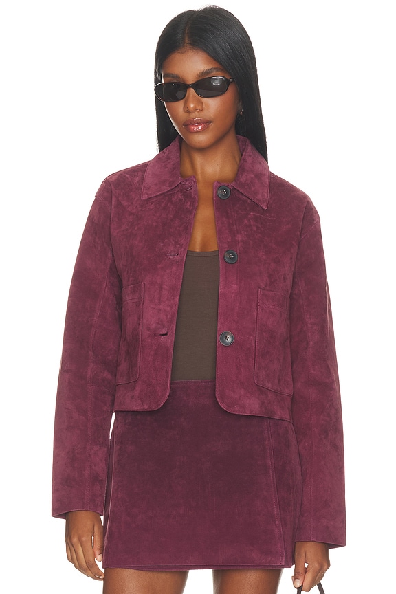 view 2 of 5 CHAQUETA SUEDE in Wine O'clock