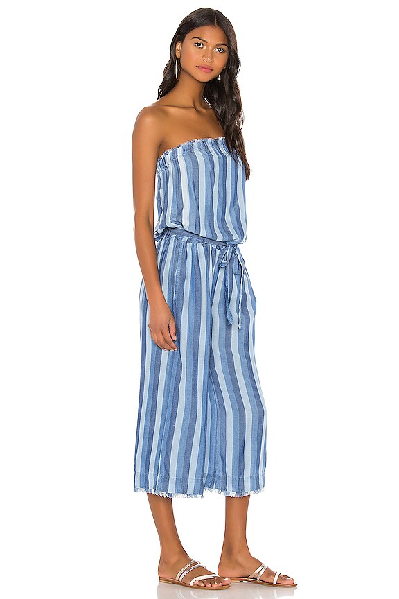 view 2 of 3 Strapless Frayed Crop Jumpsuit in Cabana Stripe Wash