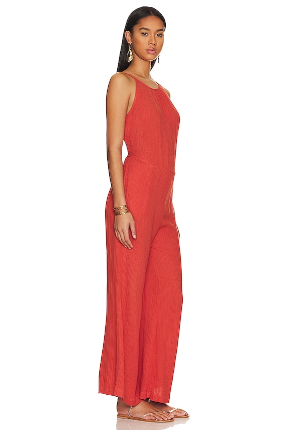 view 2 of 4 COMBINAISON SMOCKED BACK in Papaya Red