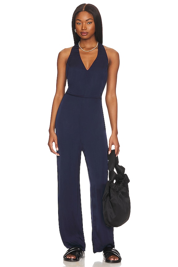 view 1 of 3 Low Back Halter Jumpsuit in Soft Indigo