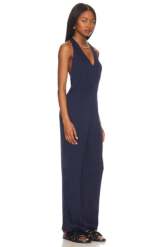 view 2 of 3 Low Back Halter Jumpsuit in Soft Indigo