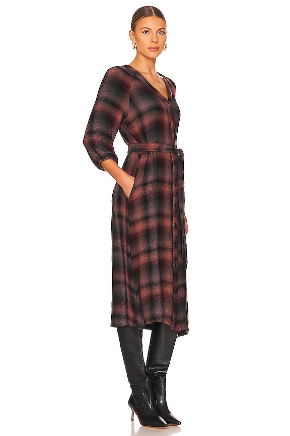 view 2 of 3 Button Down Midi Dress in Canyon Pucker Plaid