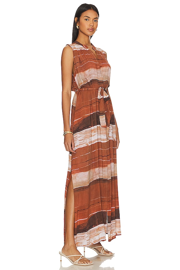 view 2 of 3 Pleat Front Maxi Dress in Rust Stripes