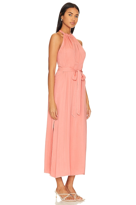 view 2 of 3 VESTIDO MIDI HALTER CON FRUNCIDO EN LA CINTURA in Blushed Coral