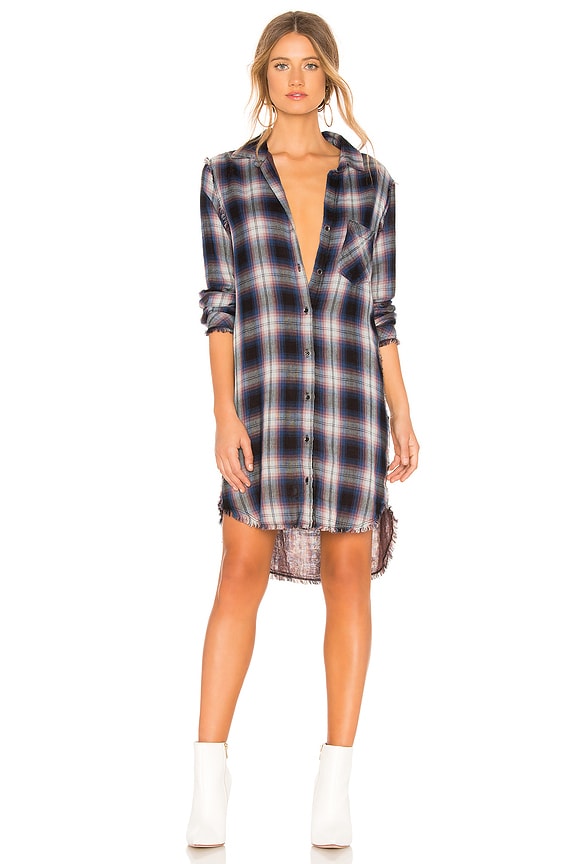 view 2 of 4 Asher Plaid Fray Pocket Shirt Dress in Pink & Black